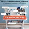 Kids Functional Desk and Chair Set Height Adjustable Children School Study Table Chair Set with Cartoon Pattern Ergonomic Desk Chair (Pink, Blue)