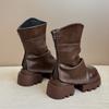 Winter Punky Style Women Ankle Boots Fashion Zippers Platform Thick Heel Shoes Ladies Motorcycle Short Booties