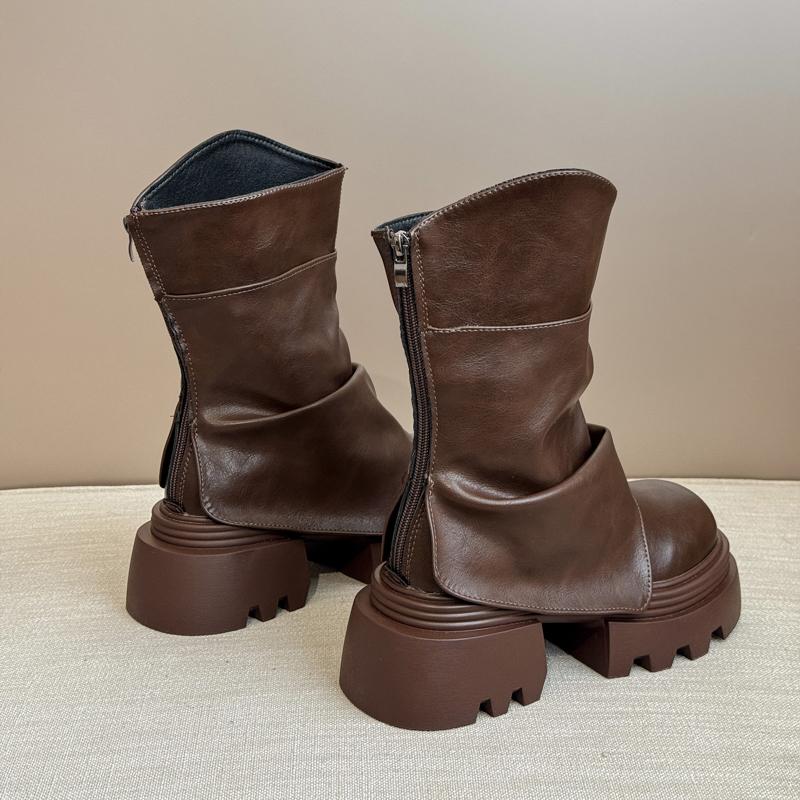 Winter Punky Style Women Ankle Boots Fashion Zippers Platform Thick Heel Shoes Ladies Motorcycle Short Booties