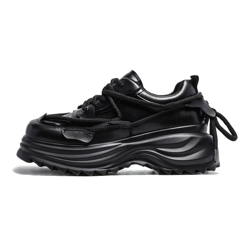 

Роскошный бренд оригинальный дизайн уличный стиль кроссовки для мужчин женщин черная кожа перекрестные ремешки модная обувь с увеличением высоты 6 см 44 чёрный