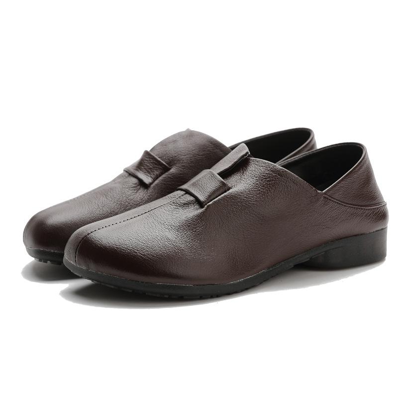 Genuine Leather Women Shoes Low Heel Warm Fur Mom's Shoes Soft Bottom Loafers Comfy Flats Ladies Casual Shoes