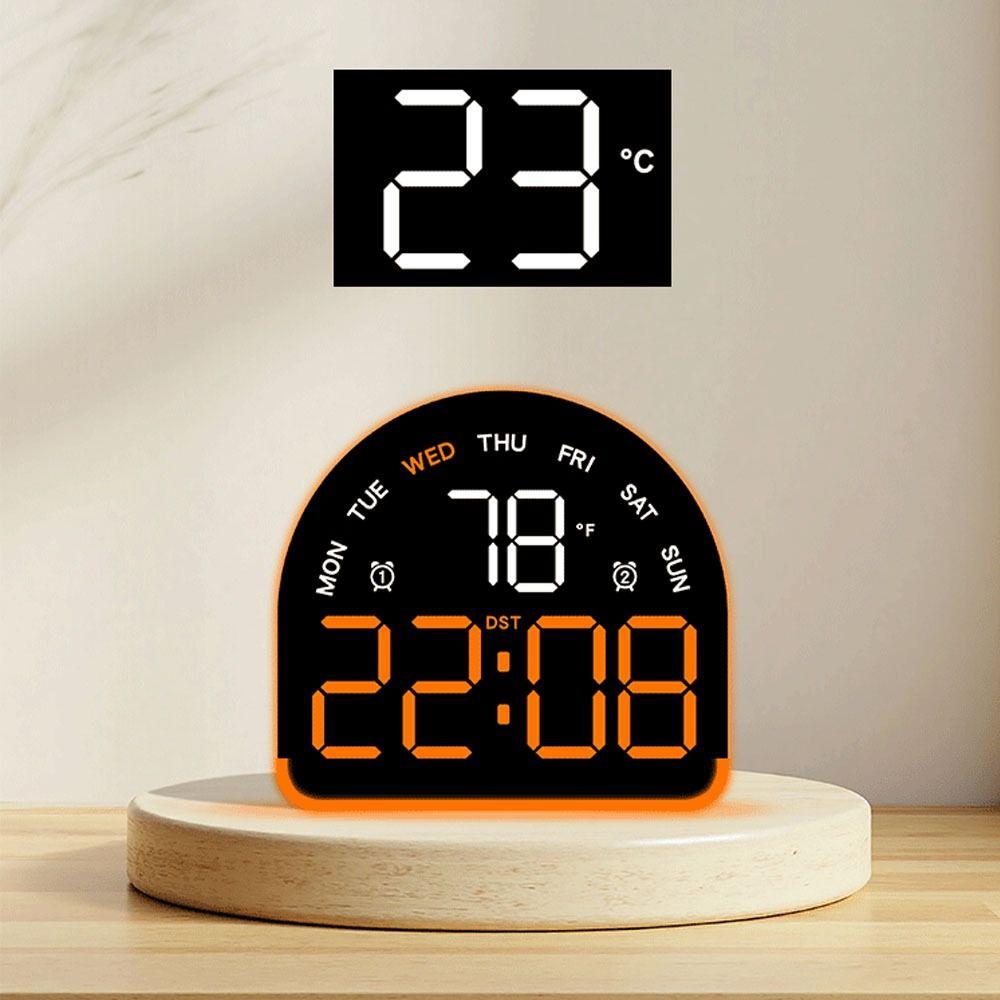 Wall-mounted Electronic Wall Clock Multi-functional Temperature Display Table Clock Date 12/24H Digital LED Clocks for Bedroom