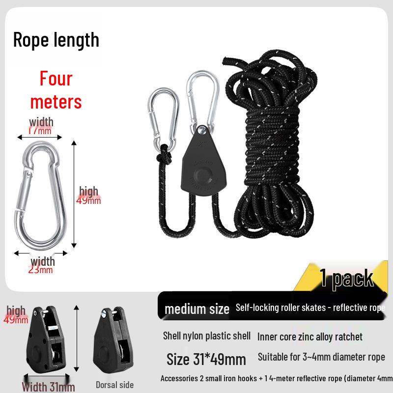 Adjustable Reflective Windproof Camping Tent Rope Pulley System