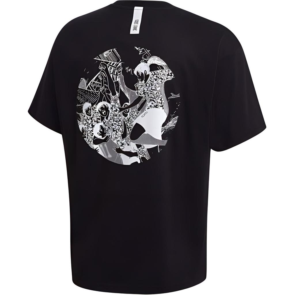 Adidas Captain Tsubasa Comfortable Casual Football Round Neck Short Sleeve T-Shirt Men Tops Black GK3442