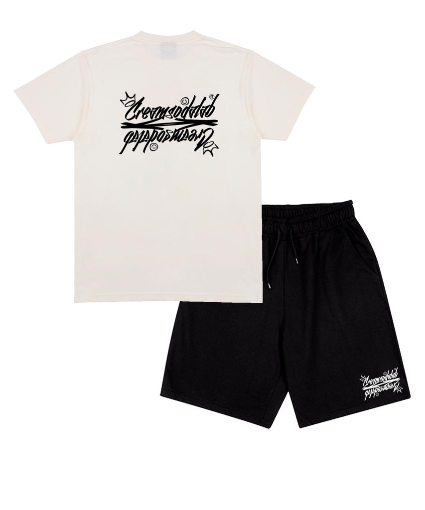 CREAM SODA LAB [2Pack] Crsdel Lettering Short Sleeve Shorts Set (Type B)