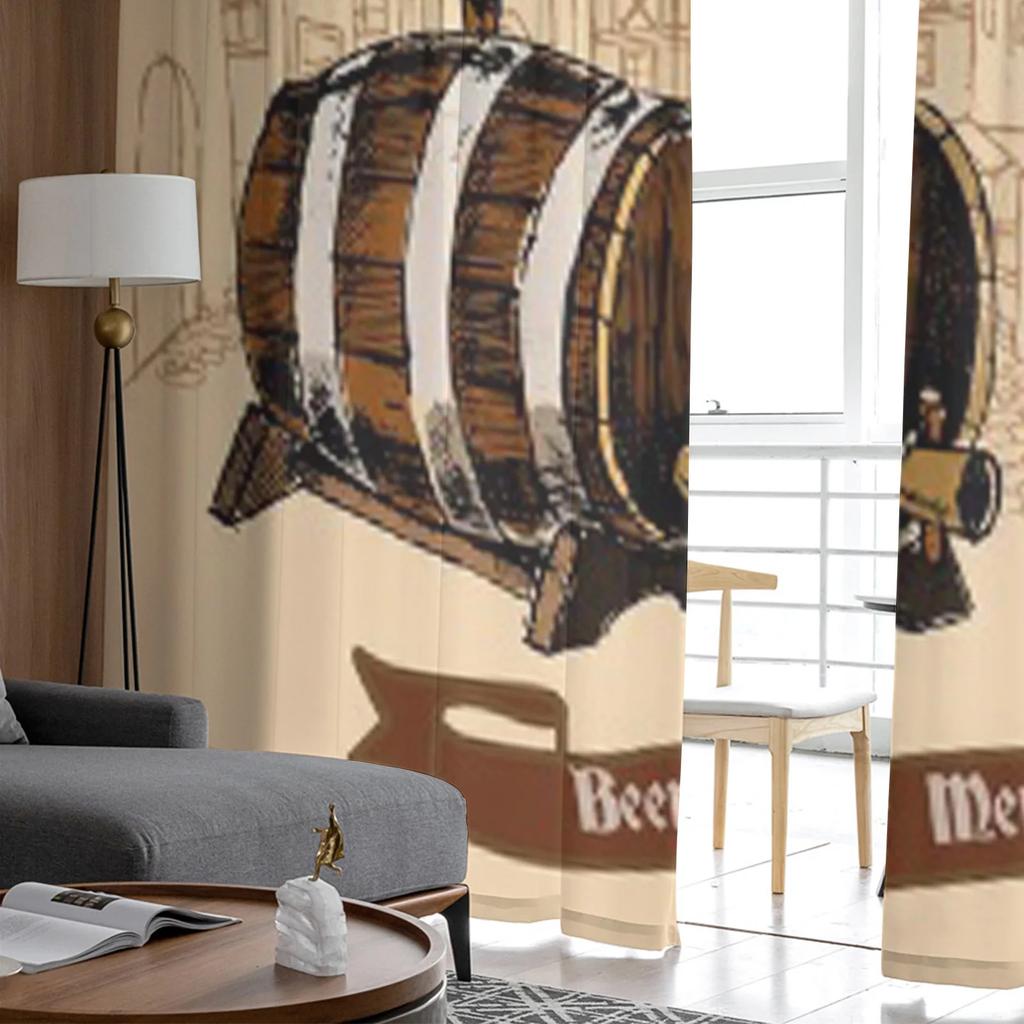 Vintage Style Cast Iron Advertisement Sheer Curtains for Living Room Tulle Window Curtain Bedroom Kitchen Veil Drapes