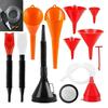 Automotive Plastic Funnel Set Wide Mouth Fuel And Oil Multi-use Flexible Right Angle Funnels For Water Coolant And Engine Oil