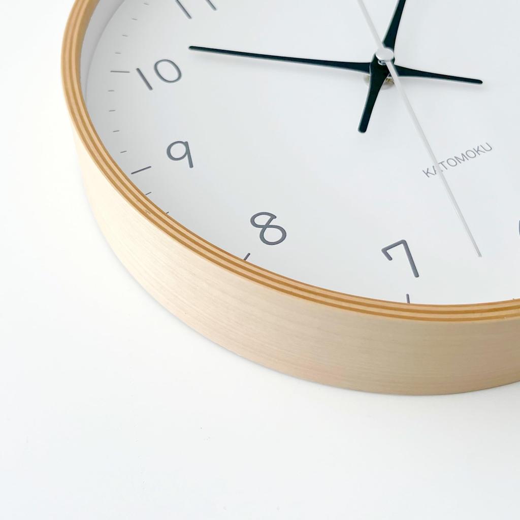 KATOMOKU plywood clock 22 Black km-121BKRC Wall Clock, Continuous Second Hand, Diameter 25.2cm (Radio-controlled clock)