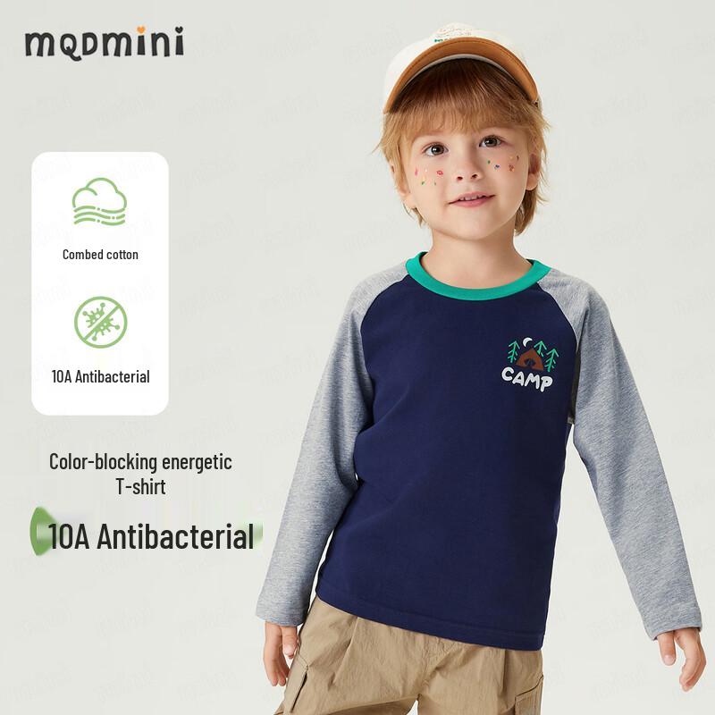 MQDMINI Boy s Colorblock Long Sleeve T-Shirt 130cm
