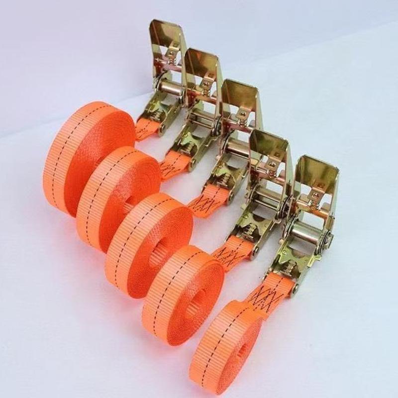 Strong Ratchet Tie Down Cargo Straps Heavy Duty Metal Buckle Adjustable for Securing Snowboard Ski Gear Road Trip Use