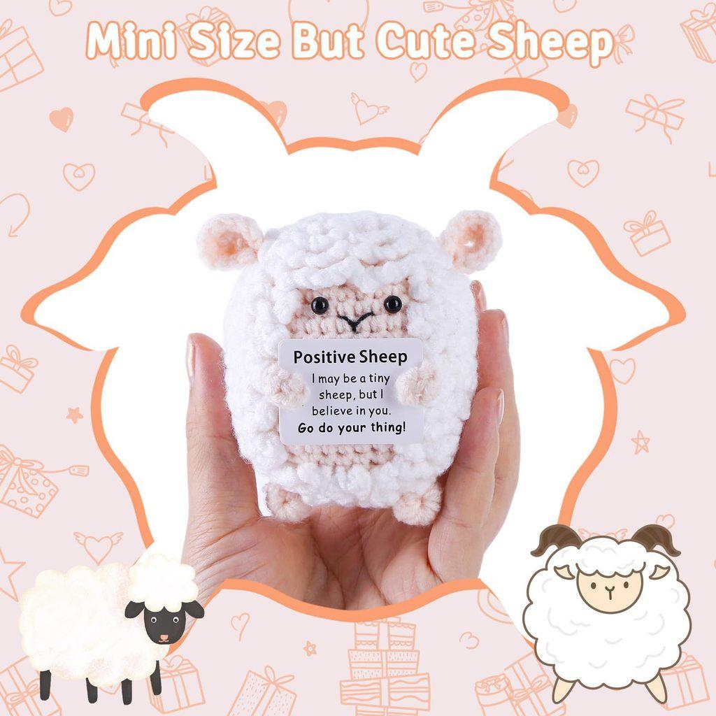 Easter Lamb Positive Crochet Animals Doll With Card Desktop Ornament Emotional Support Handmade Knitted Cheer Up Toy