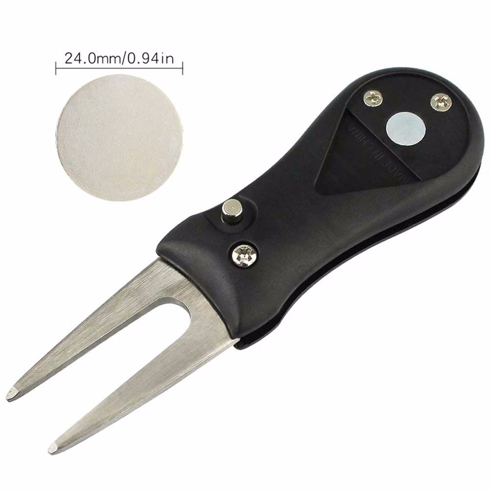 Button Stainless Steel Groove Cleaner Golf Divot Repair Tool Switchblade Pitch Golf Pitchfork