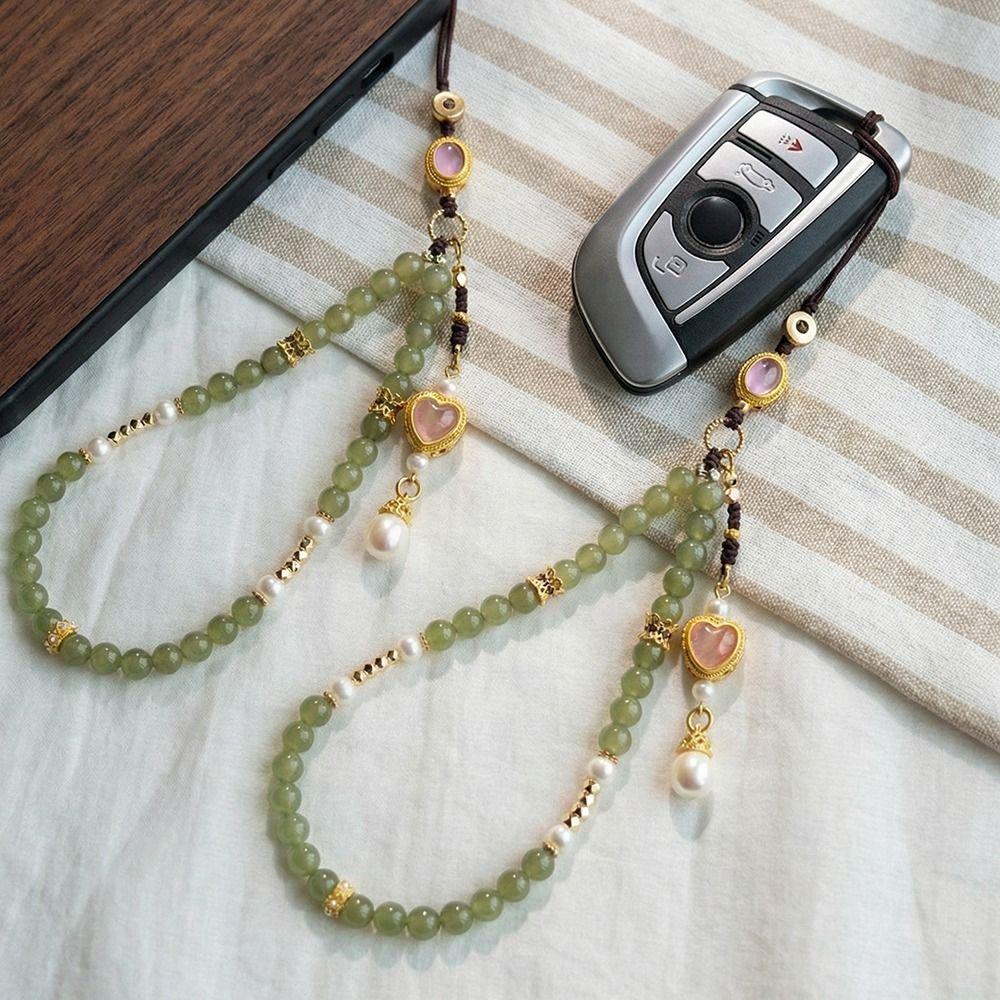 Hanging Ornaments Mobile Phone Chain Vintage Antique Green Wrist Rope Pendant  Women