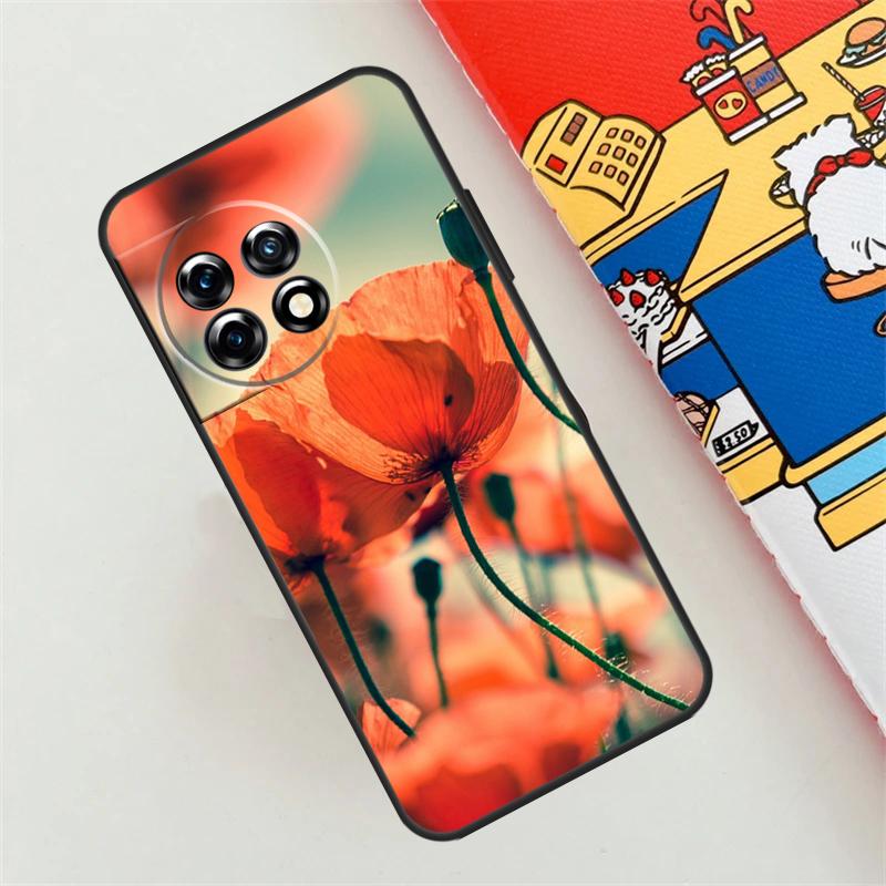 Red Corn Poppy Flower Case For OnePlus Nord CE 4 3 2 Lite N10 N20 N30 OnePlus 12 11 9 10 Pro 10T 9R 10R 12R Cover