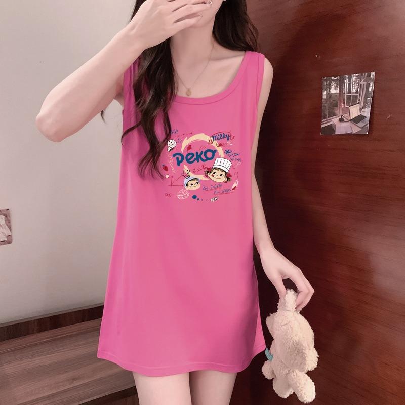 

Женская безрукавка, летняя студенческая девушка, милая, горячая, сексуальная футболка, мультяшное платье XXL