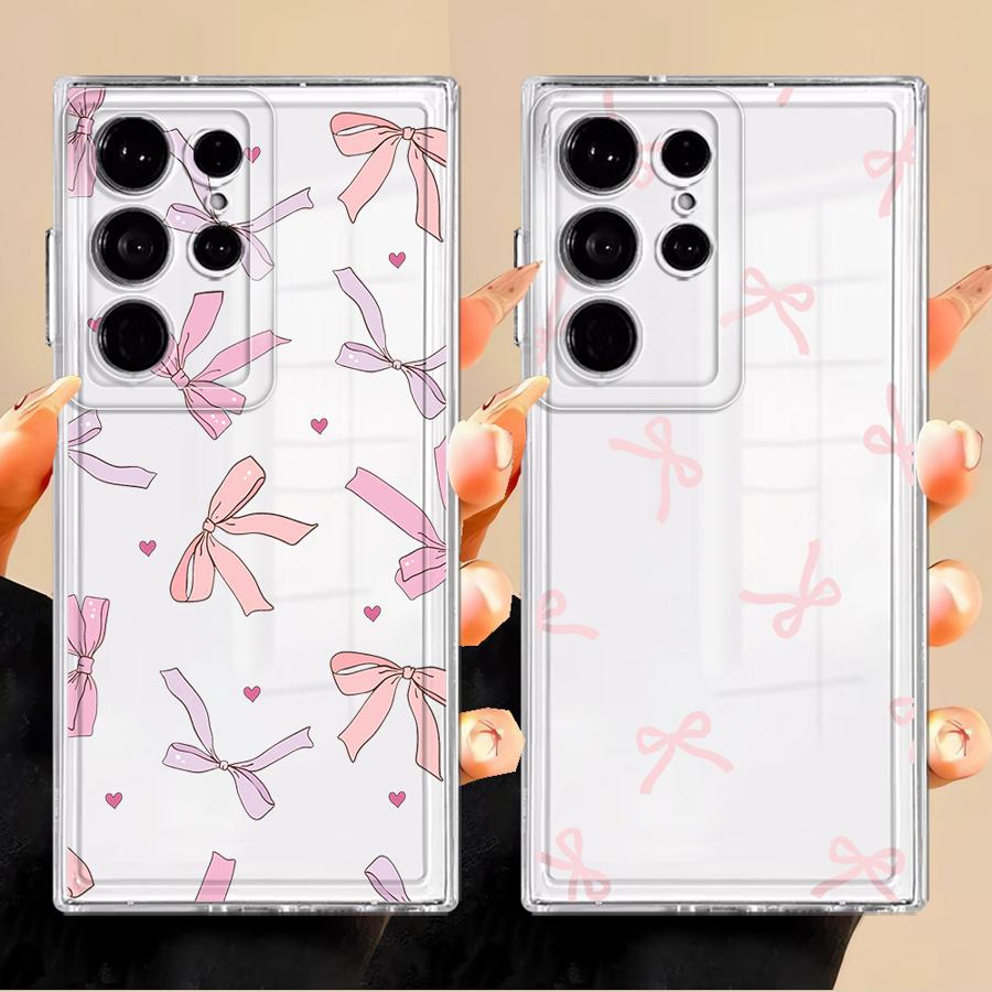 Case for Samsung Galaxy Note 20 Ultra 10 S23 Ultra S22 FE S26 S24 S21 S25 Edge S20 Plus Phone Cover Cute Pink Bow