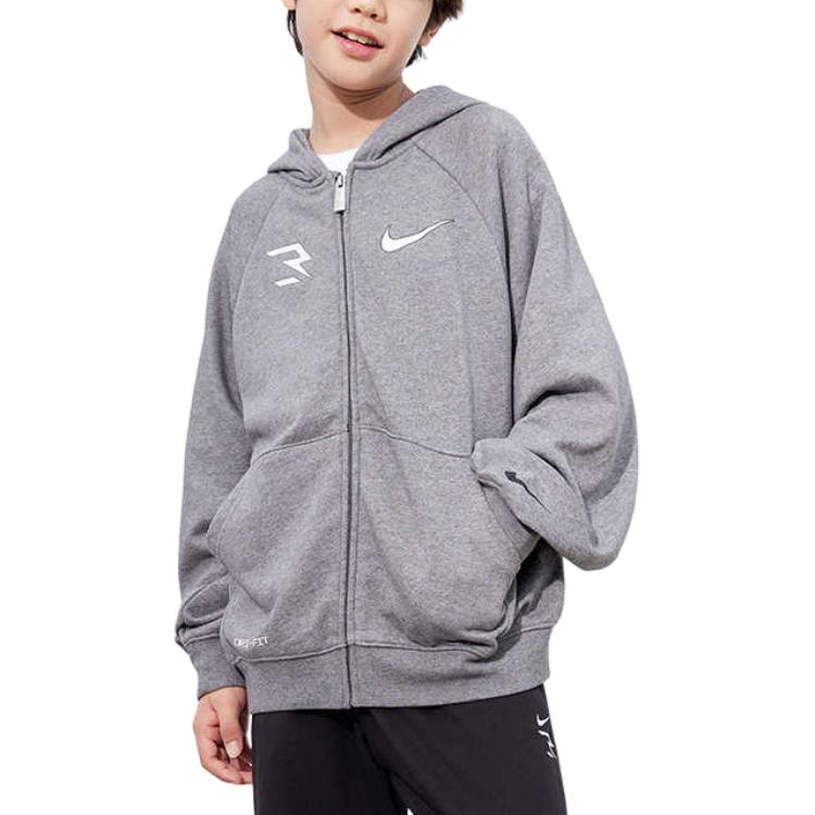 Nike Mikina Ležérní Móda Jednobarevná Všestranná Dětská mikina Rockově šedá N32442174GS-001