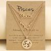 3Pcs Zodiac Sign Necklaces Set For Women 12 Constellation Letter Pendant Chain Choker Birthday Jewelry With Cardboard Card