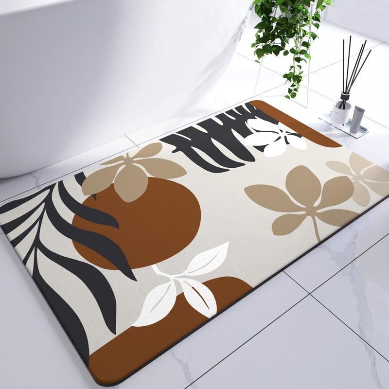 Diatomite Leaf Bath Mat Foot Mat Non-slip Bathroom Rug Absorbent Bath Carpet Quick Drying Shower Toilet Bathtub Doormat Washable