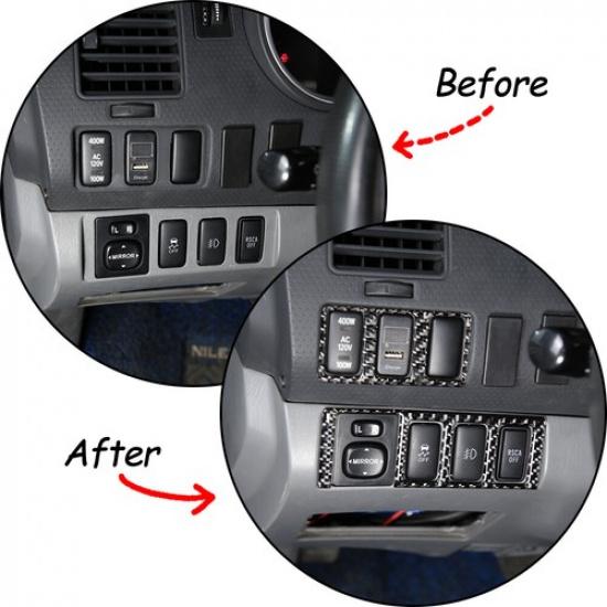 Carbon Fiber Rearview Mirror Switch Panel Cover Trim For Toyota Tacoma 11-2015