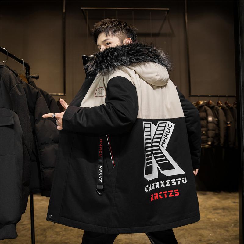 

Модная зимняя мужская куртка с большим крутым меховым воротником, повседневная парка, верхняя одежда, утепленное пальто с капюшоном XXXL чёрный