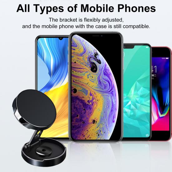 Car Phone Holder Magnetic Phone Rotation Round Adjustable Foldable Height 360 Auto Mobile Mount Support Stand