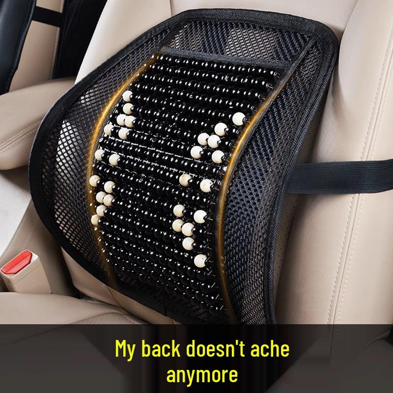 Breathable Car Lumbar Support Cushion with Wood Beads for Summer