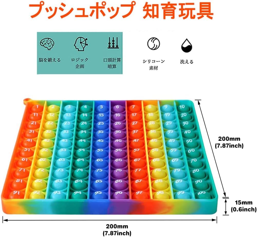 Squeeze Toy Educational Learning Board Stress Relief Decompression For Children and Birthday Gift (Numbers 1-100, Double-sided Printing) Push-Pop Toy,