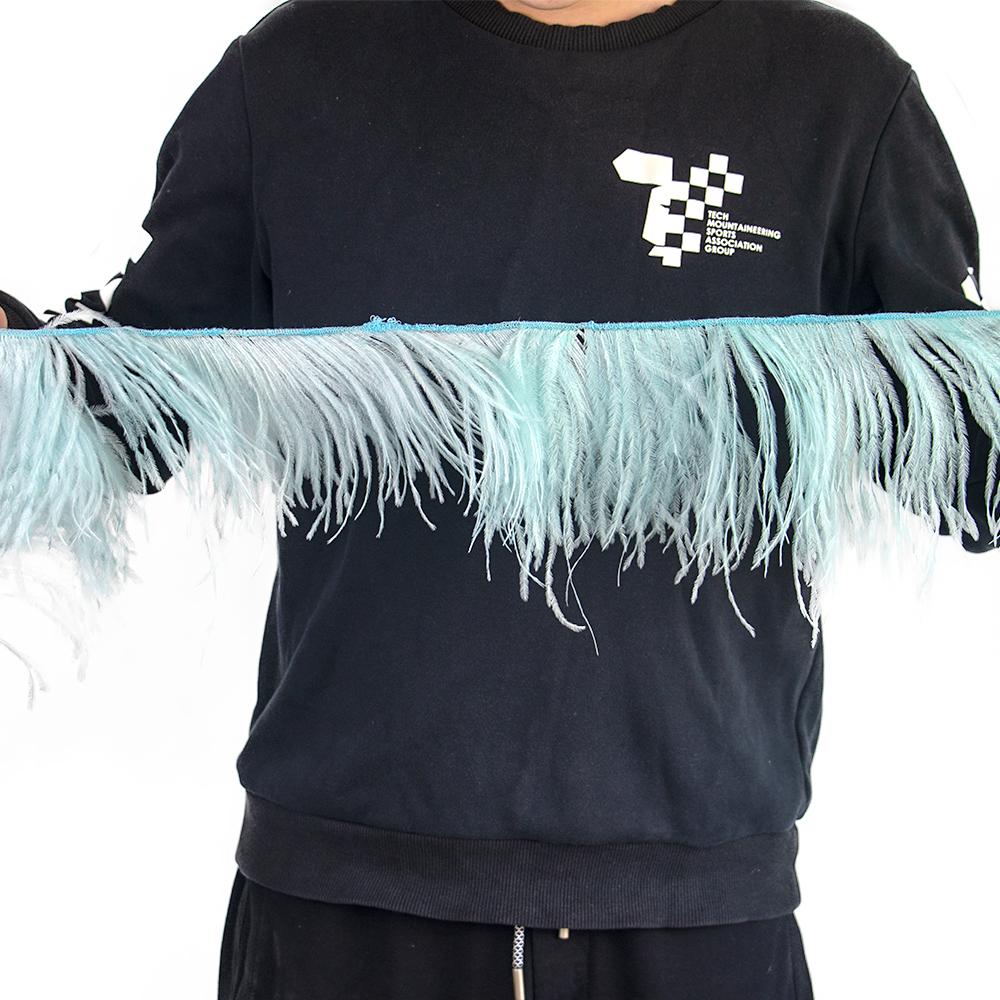 Feather1 Meter  White Ostrich Feathers Trim Fringe 8-22cm Natural Ostrich Feather Ribbon for Wedding Party Clothing Decoration Plumes