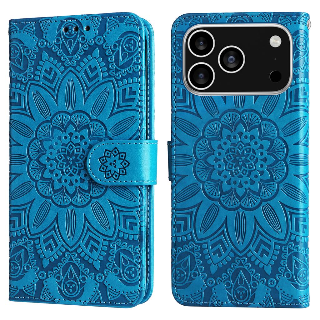 For iPhone 17 Pro Case Sunflower Imprint Leather Wallet Phone Cover