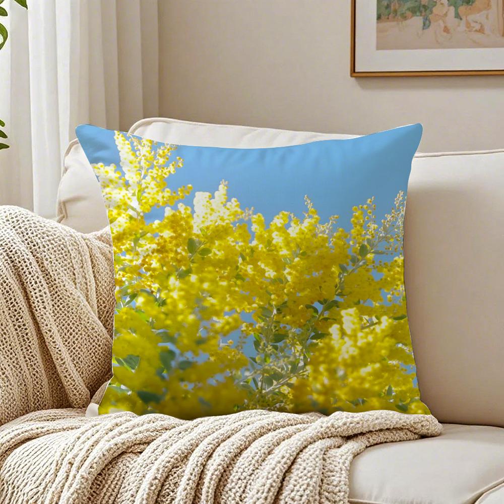 Beautiful Spring Prints Acacia Pycnantha Cushion Cover Pillowcase Antidustmite Living Room Sofa Decor Cushion Room