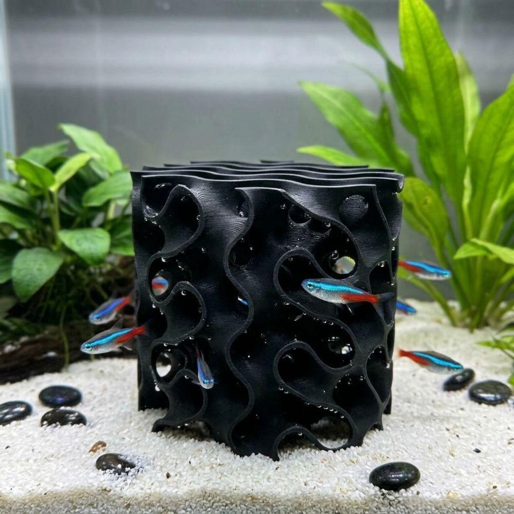 Wave-Shape Aquarium Shrimp Shelter 3D Printed Fish Tank Shrimp Hideout Fish Breeding