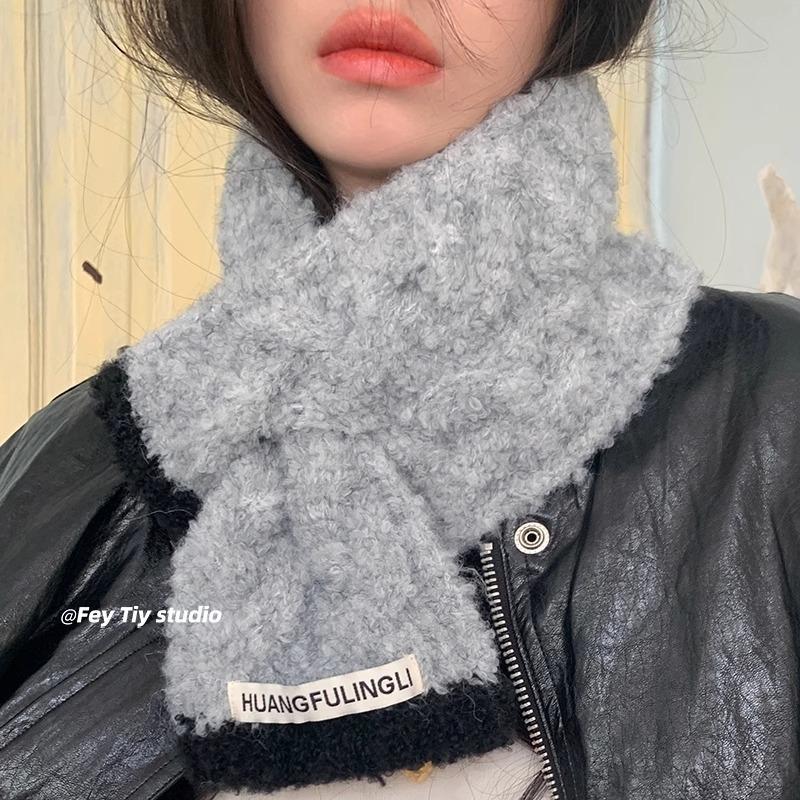 New scarf women's autumn and winter warm plush scarf thickened cute girl heart small fresh neck cover