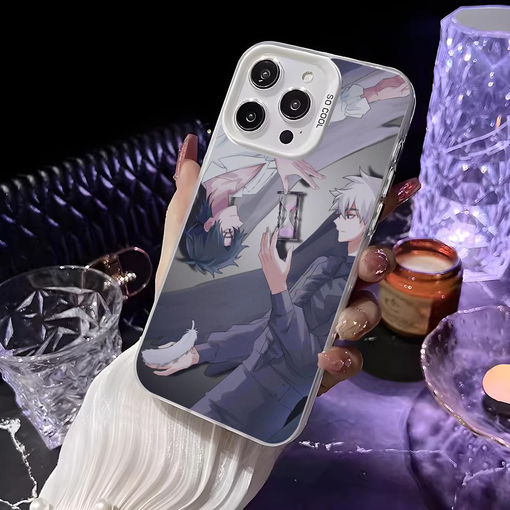 Anime L-Link Clicks Phone Case For iPhone 16 15 14 13 12 11 Pro Max White Purple Matte Laser Metallic Aurora Funda