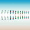 24 Pcs Summer Artificial Nail Long Ballerinas Full Cover False Nail Glittering Stick on Nail Coconut Tree Press On Nail