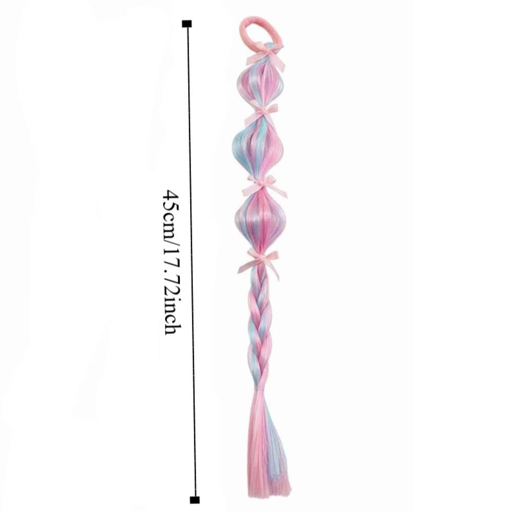 2Pcs Colorful Lantern Gourd Twist Bubble Braids Synthetic Girls Bow Wig Hairbands  Daily