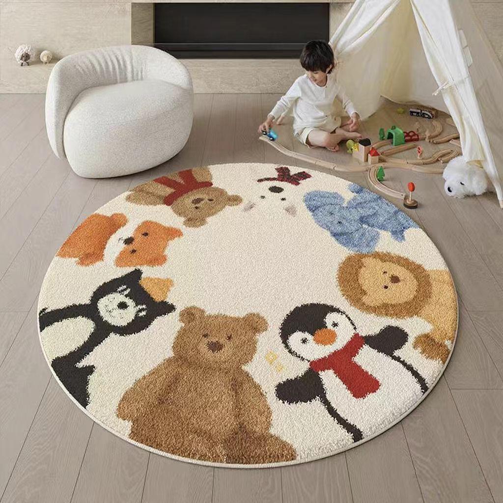 

Дитячий круглий килим: Міцний, Брудовідштовхувальний, Легкий у догляді, Мультяшний Килимок для підлоги з імітації кашеміру. 60x60cm