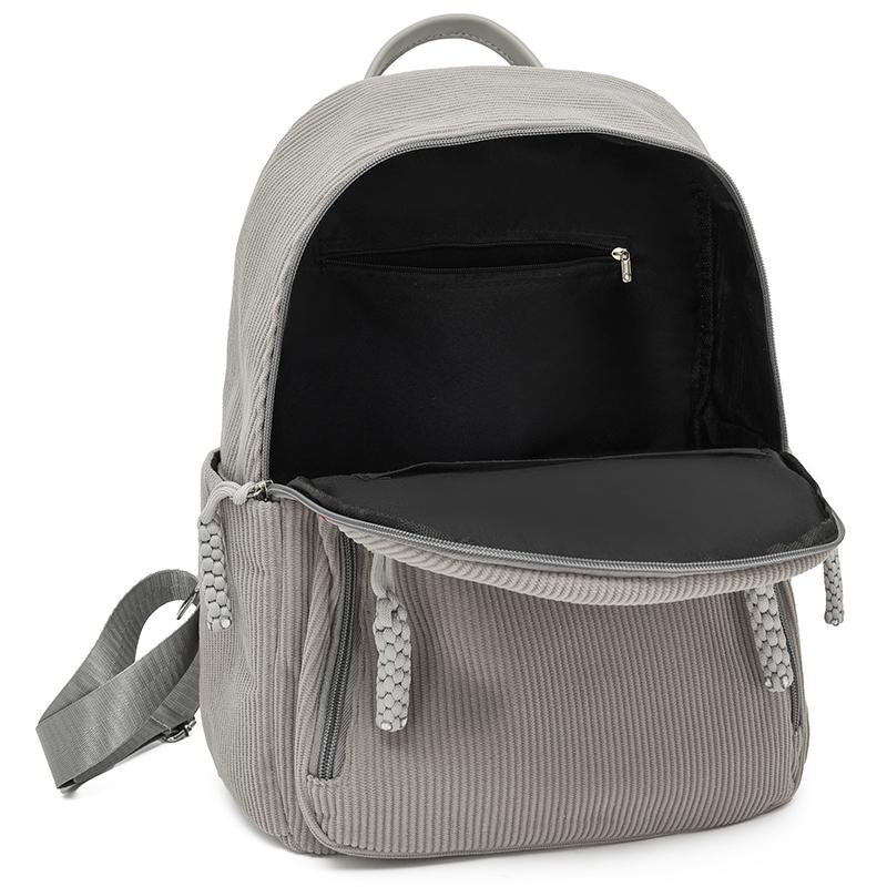 Lightweight Backpack Women's Large Capacity Commuter Travel Bag Corduroy Student Schoolbag