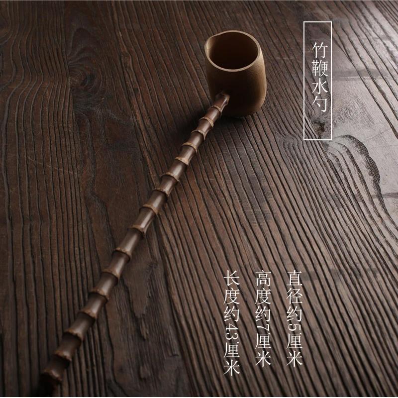 Chinese Style Handmade Natural Bamboo Wooden Tea Scoop Long Handle Water Tea Spoon Teaware Table Decor Kitchen Tool 2025 New