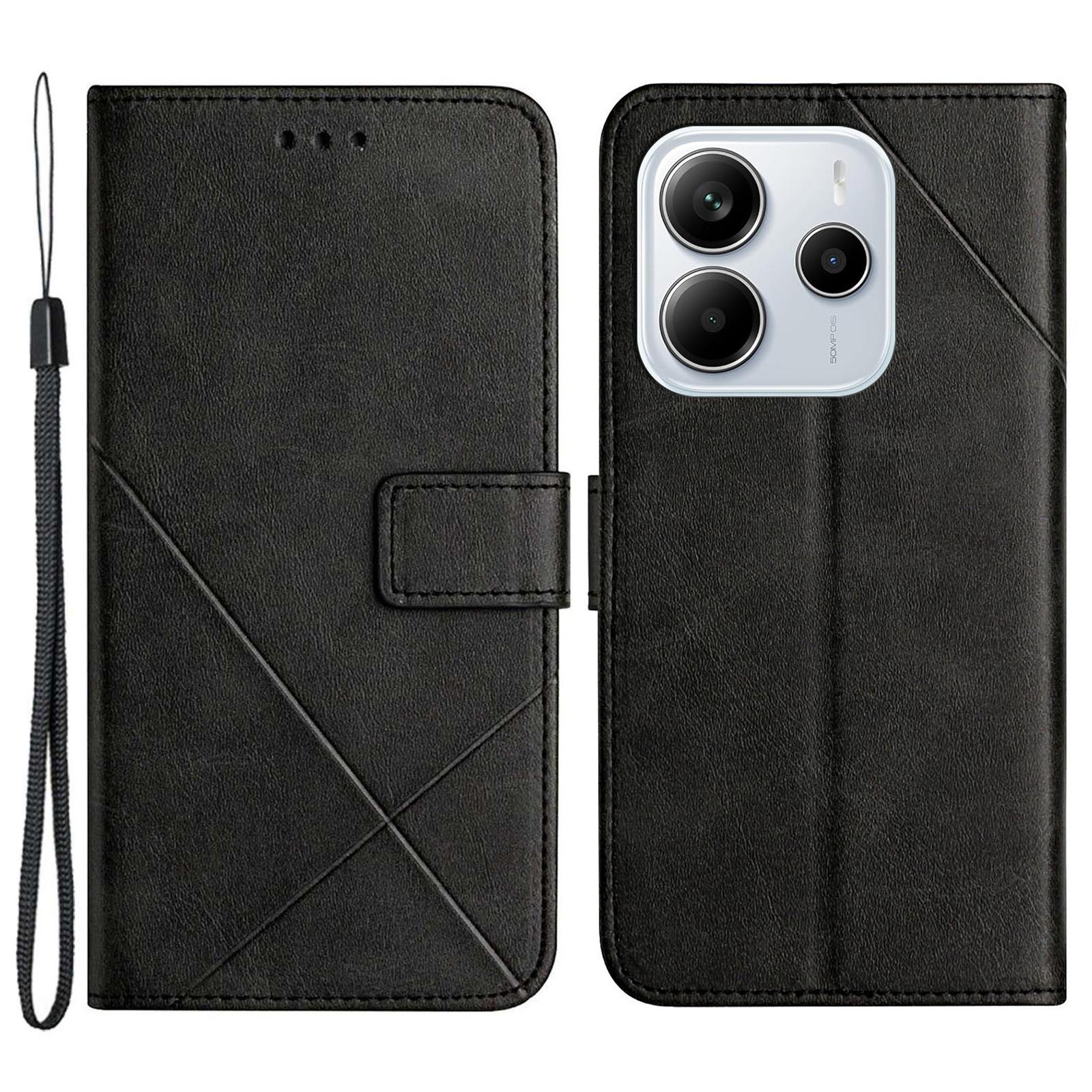 

Для Xiaomi Redmi Note 14 4G (163,25 мм) Чохол Лінійний візерунок Гаманець Шкіряний Чохол для телефону Black