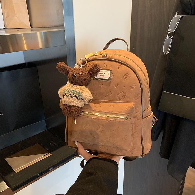 Korean Retro Cute Print Women's Handbag: New 2025 Autumn/Winter Large Capacity Student Commute Backpack