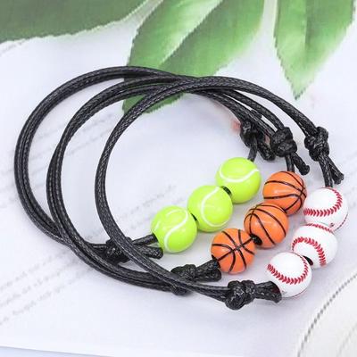 Volleyball Basketball Baseball Bracelet Handmade Rugby Bracelet Wax Line Woven Bracelet  Women