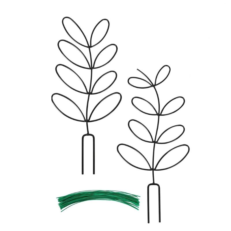

2pcs Iron Garden Plant Support Stake with Cable Ties Vine Climbing Rack Flower Plant Trellis Support Frame Garden Supply чорний