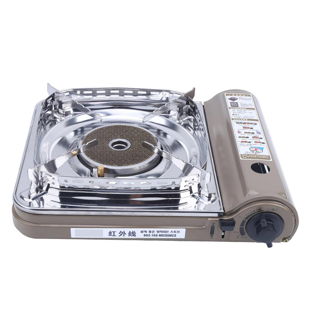 MS3500CS Kempingowa Butanowa Przenośna Kuchenka Gazowa Outdoor Wiatroodporna Przenośna Kuchenka Grillowa(Kawa Srebrna )