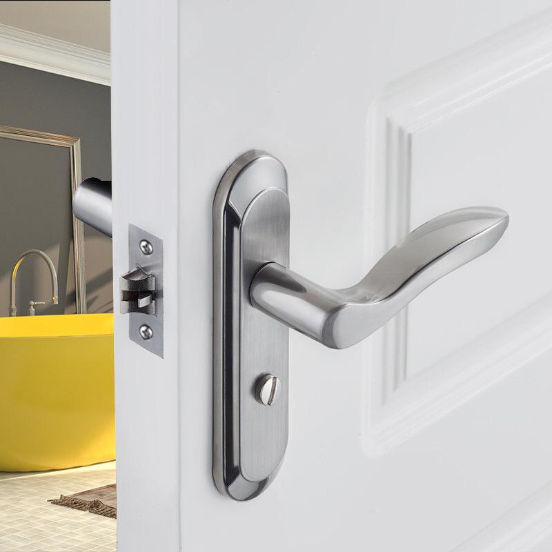 Silver Stainless Steel Bathroom Door Lock, Multi-hole Distance Specifications Appearance, Free Delivery