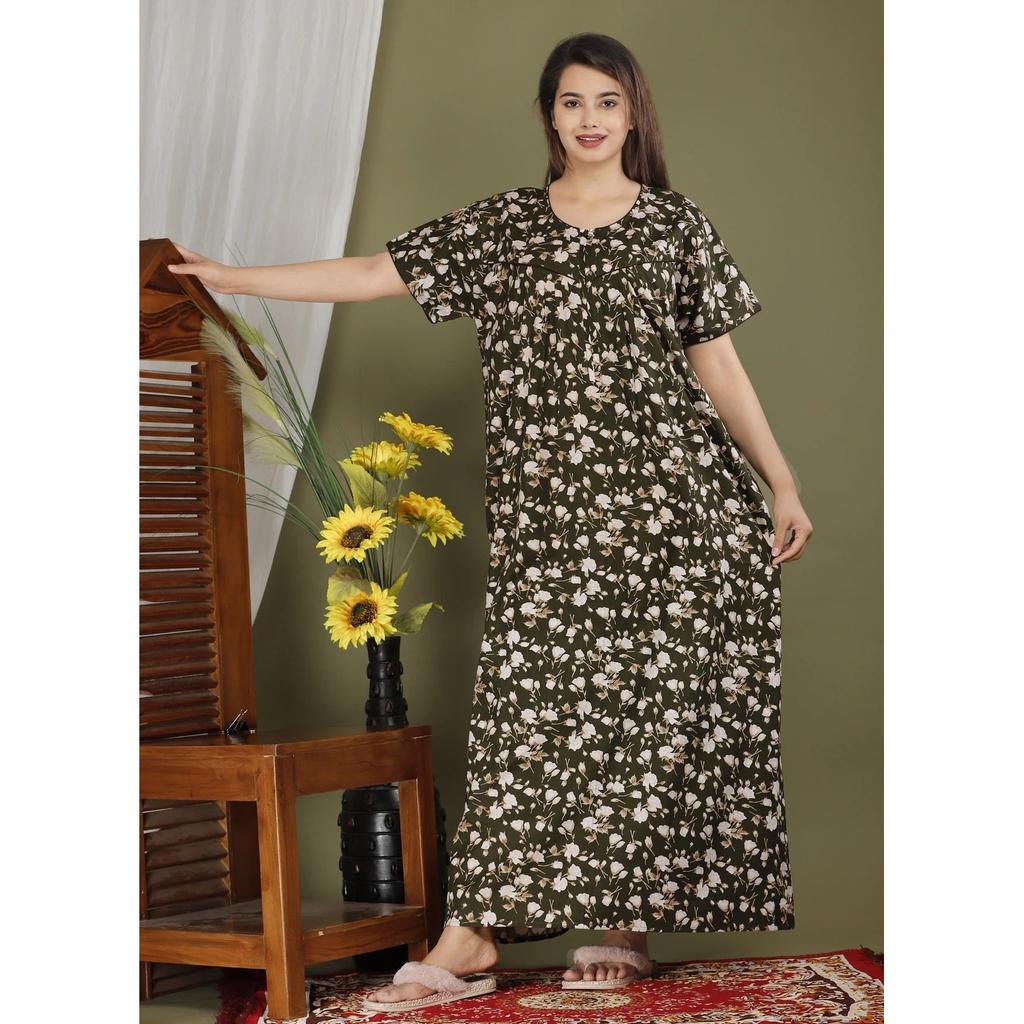 Women Cotton Night Wear Gown Dress Indian Beautiful Summer Sleepwear Maxi Nighty