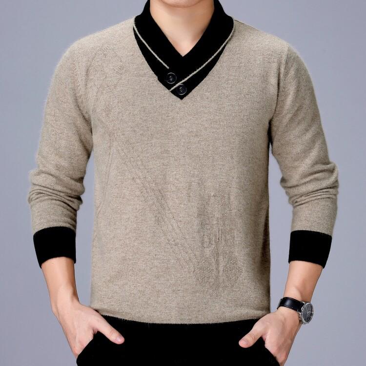 

Men s Trendy Slim Fit Knit Pullover Sweater - Long Sleeve, Thickened for Autumn & Winter, Suitable for Young & Middle-Aged. M