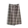 2025 Autumn/Winter Women's Elegant Plaid Button Half Skirt - European & American Style Fashion