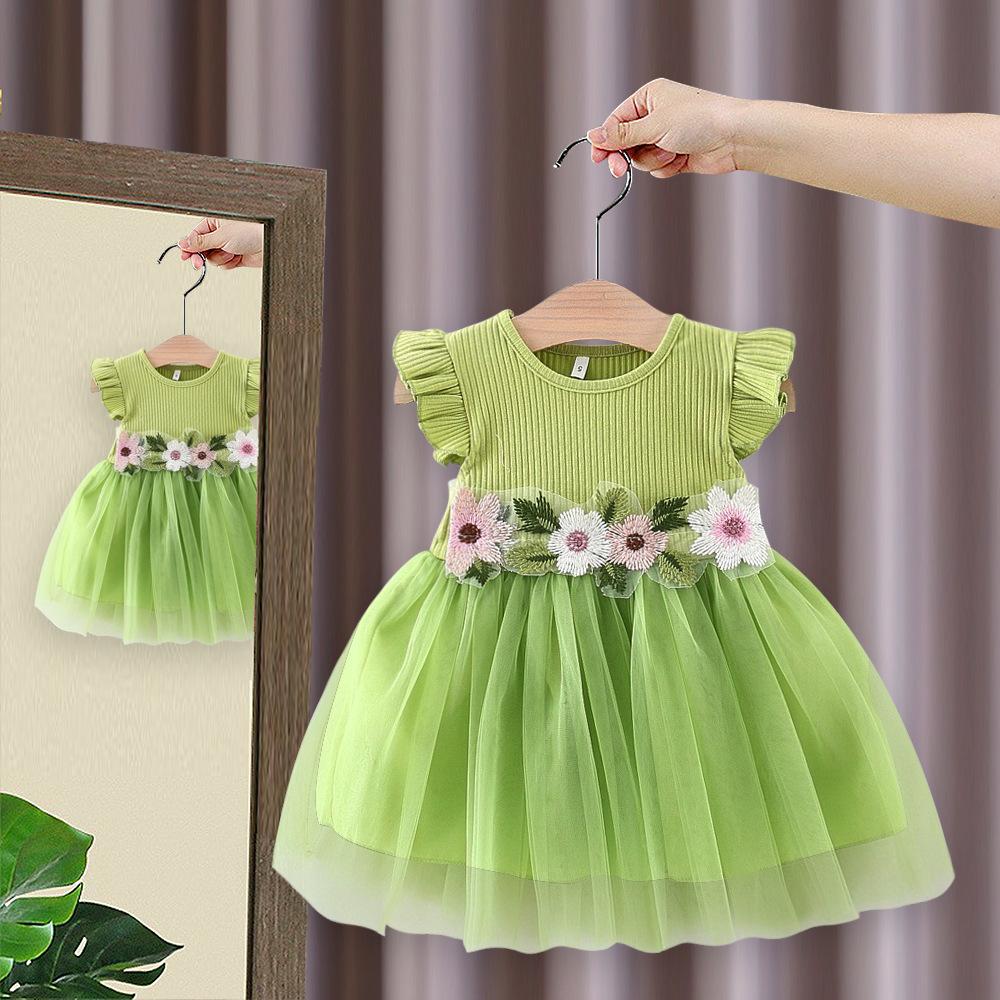 Children's Princess Dress Summer Girls' Daisy Flying Sleeve Dress Children's Clothing