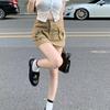 Pure Desire Khaki A-line Cargo Denim Skirt: Women's Summer Hip-hugging Style with Pockets